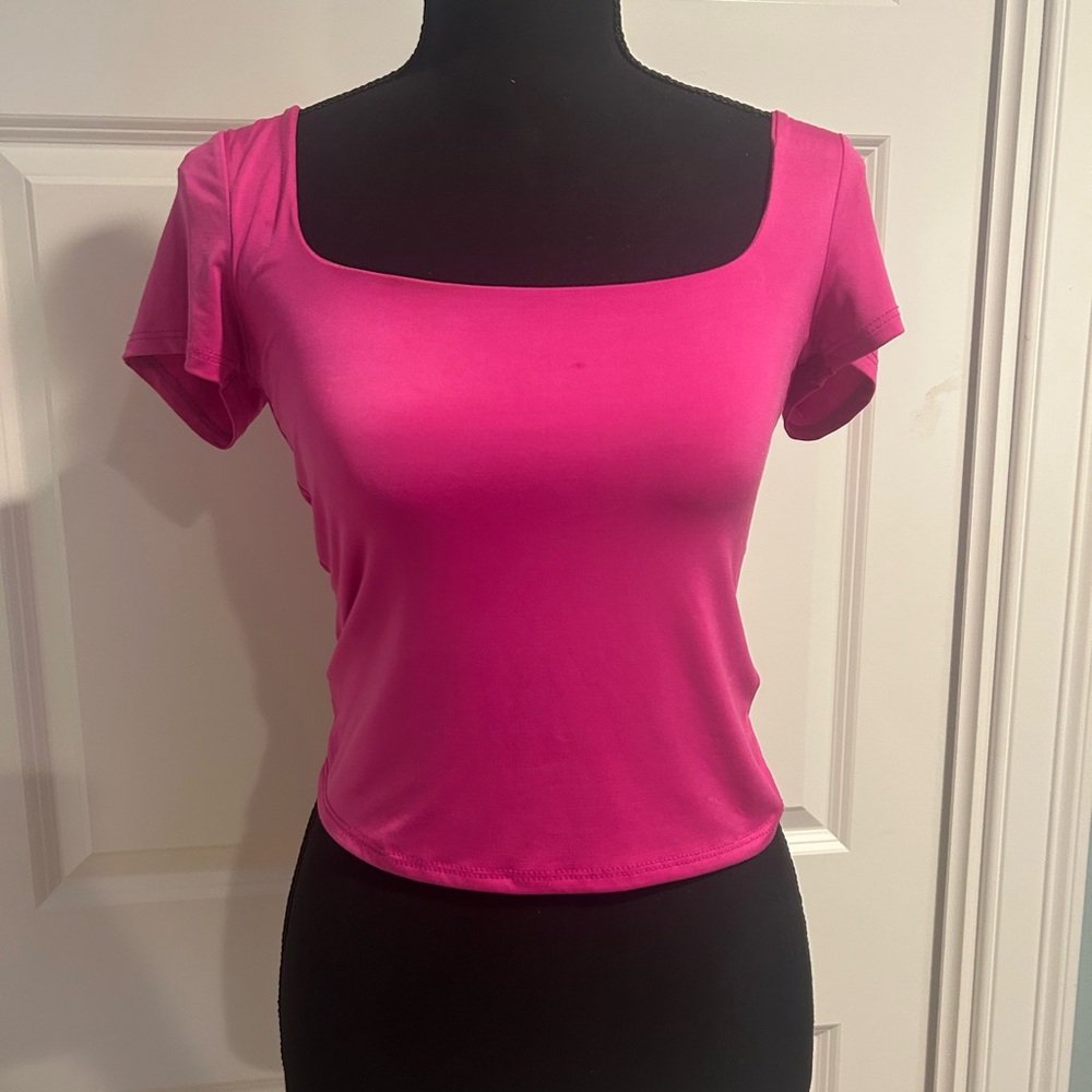 Pink Square Neck Women's Top